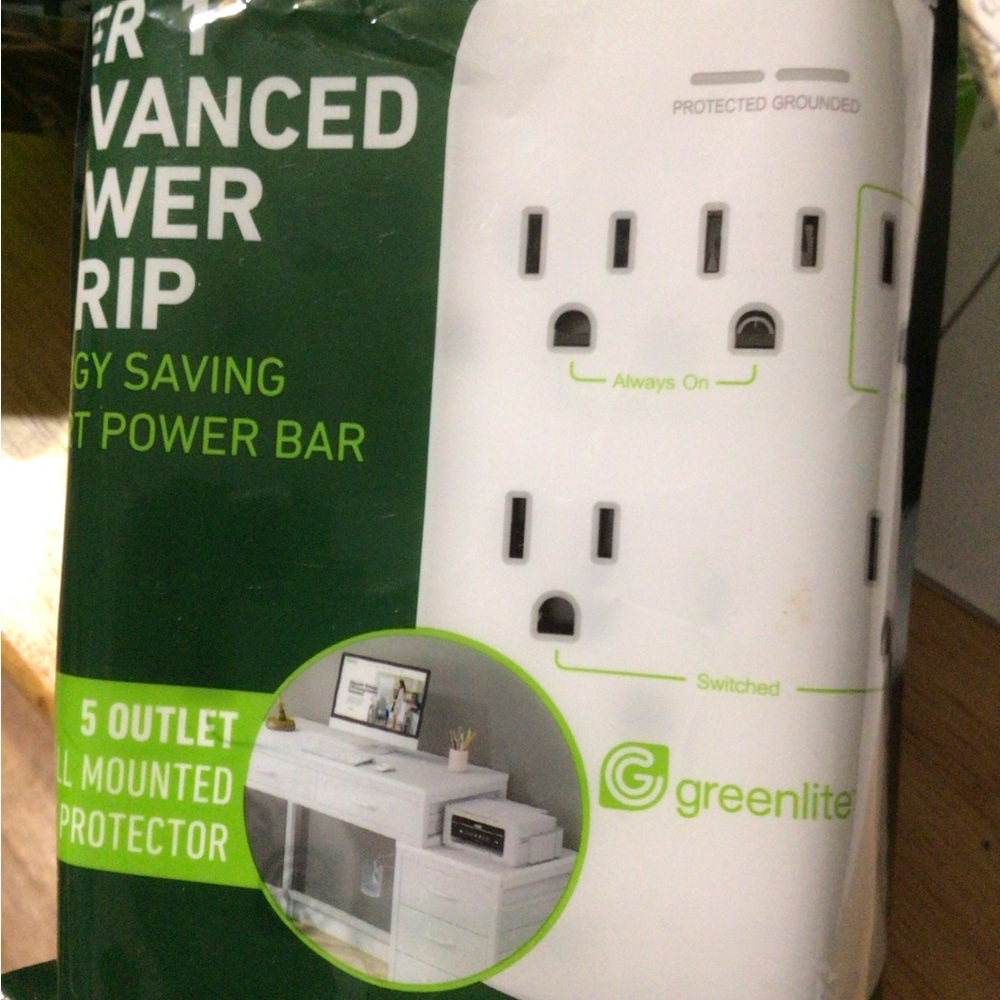 White 5-Outlet Power Strip with Surge Protection $10 each 2 available